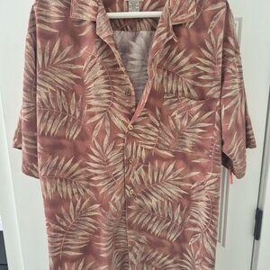 Men's Leaf Pattern Casual Shirt - Brown